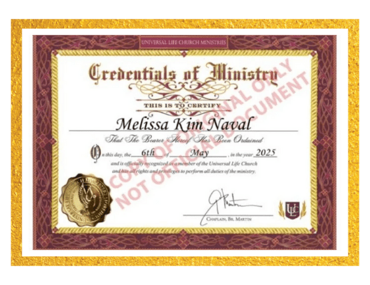 Credential of Ministry - Universal Life Church