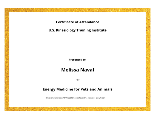 U.S. Kinesiology Training Institute - Energy Medicine for Pets & Animals