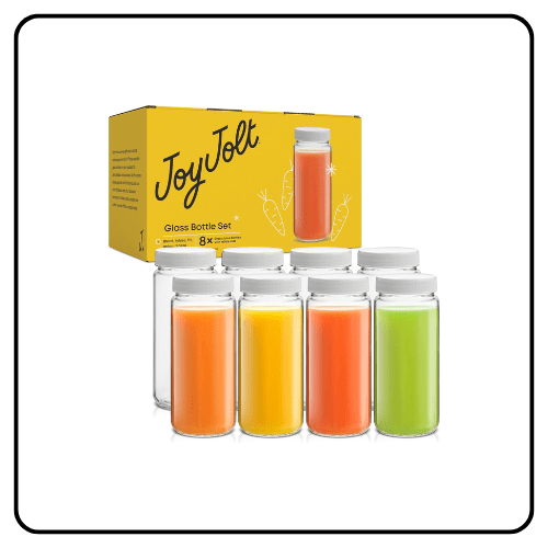 JoyJolt 16 oz Reusable Glass Bottles with Caps