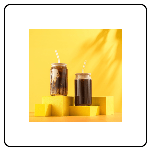 JoyJolt Fluted Glass Tumblers with Bamboo Lids and Glass Straws