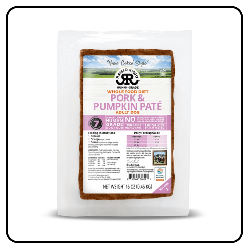 Raised Right Pets Pork & Pumpkin Pate For Dogs