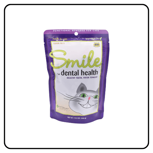 inclover Smile Daily Dental Health Soft Chews for Cats, Support Healthy Teeth and Fresh Tongue with Catnip and Green Tea, Prebiotics, and Chlorophyll for Fresh Breath, 10.5 oz