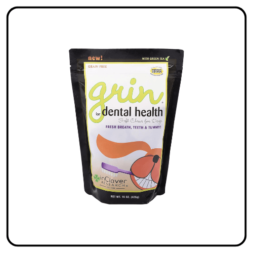 Natural Dental Treat, Grin, Fresh Breath Dog Chew Treat with Prebiotics, Fresh Breath Tartar Control, Daily Chew Supplement for Dogs Supports Dog Gums and Teeth