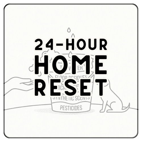 A minimalist digital guide titled The 24-Hour Home Reset, featuring a clean Linen and Soft Black design aesthetic.