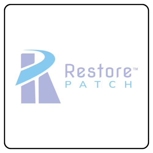 Restore Patch brand logo for RestorePatch.com, featuring a clean, minimalist design representing chemical-free, wearable bio-frequency patches for stress relief and sleep support.