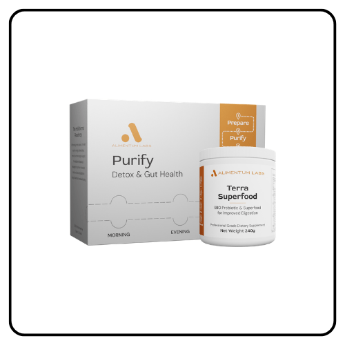 Systemic Formulas Purify supplement bottle, displaying the official label and ingredient details for advanced cellular purification and natural detoxification support.