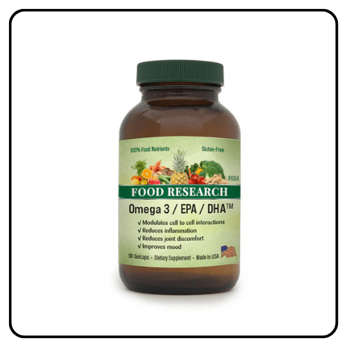 Doctors’ Research Omega-3 EPA/DHA whole food supplement bottle on a clean background, highlighting unrefined essential fatty acids for daily vitality.