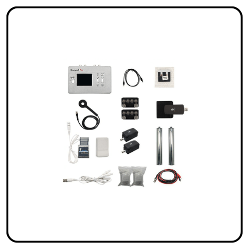 Spooky2 GeneratorX Essential Kit displaying the dual-frequency generator, biofeedback scanner, and remote transmitter components for standalone signal optimization.